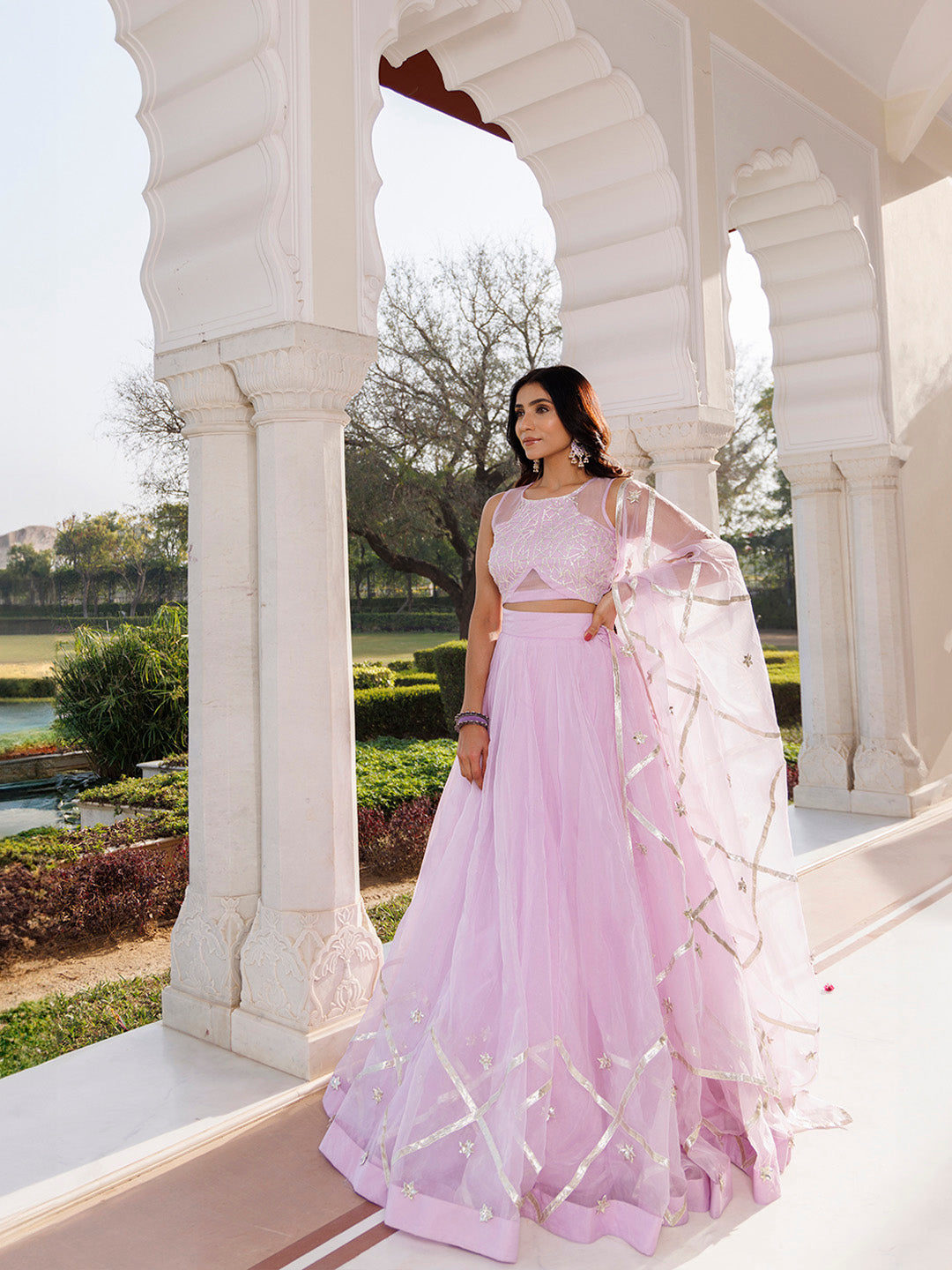 Petal Purple Organza Lehenga Set BY RAGAVI