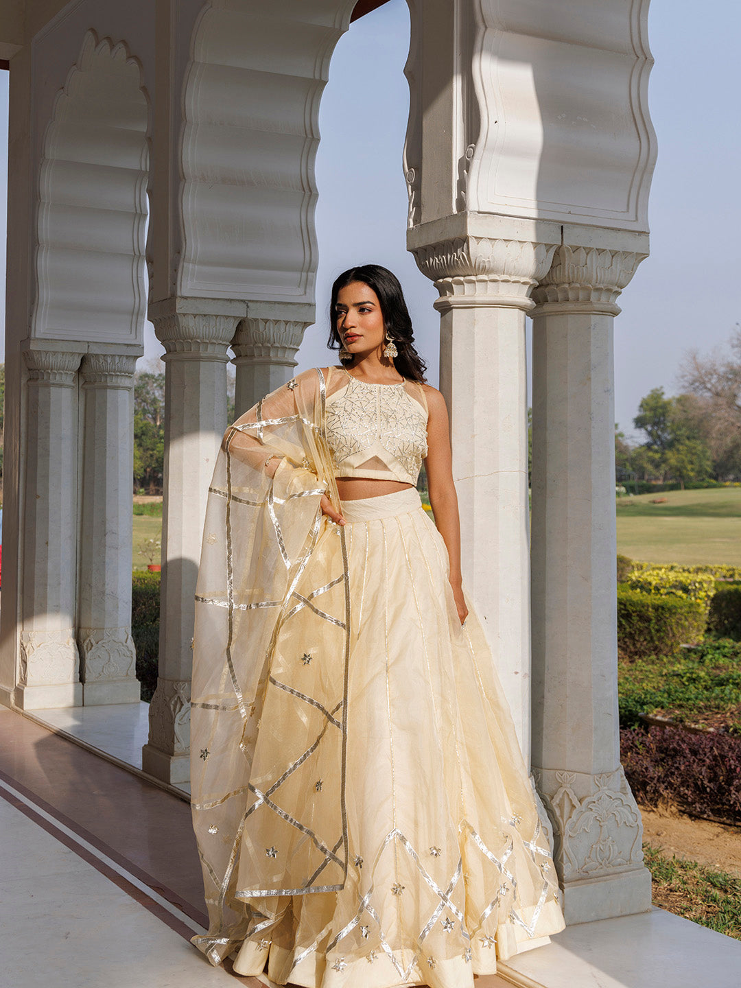 Petal Yellow Organza Lehenga Set BY RAGAVI