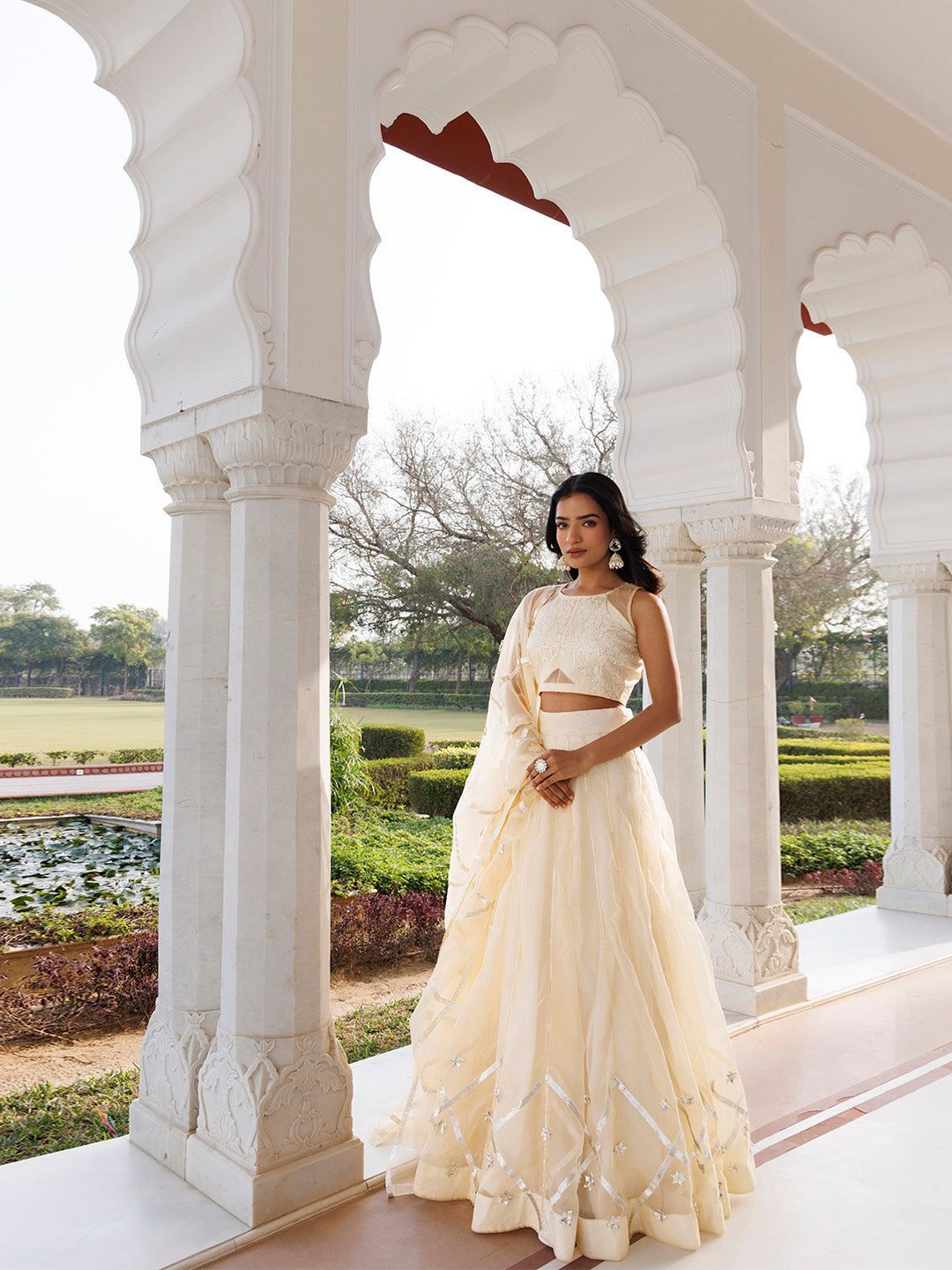 Petal Yellow Organza Lehenga Set BY RAGAVI