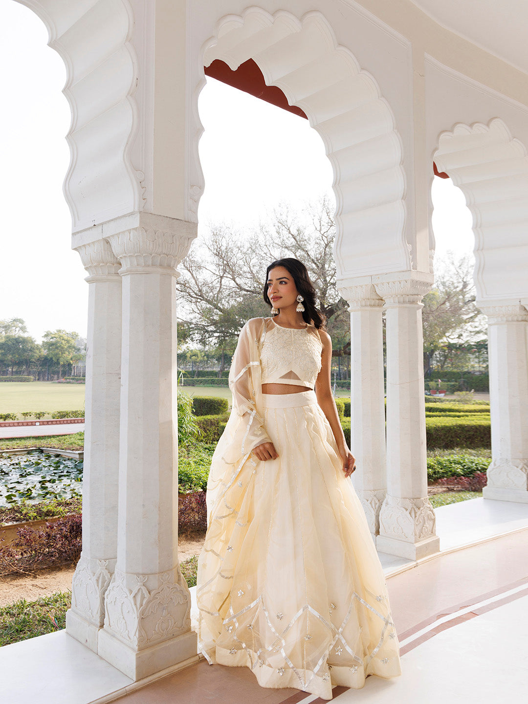 Petal Yellow Organza Lehenga Set BY RAGAVI