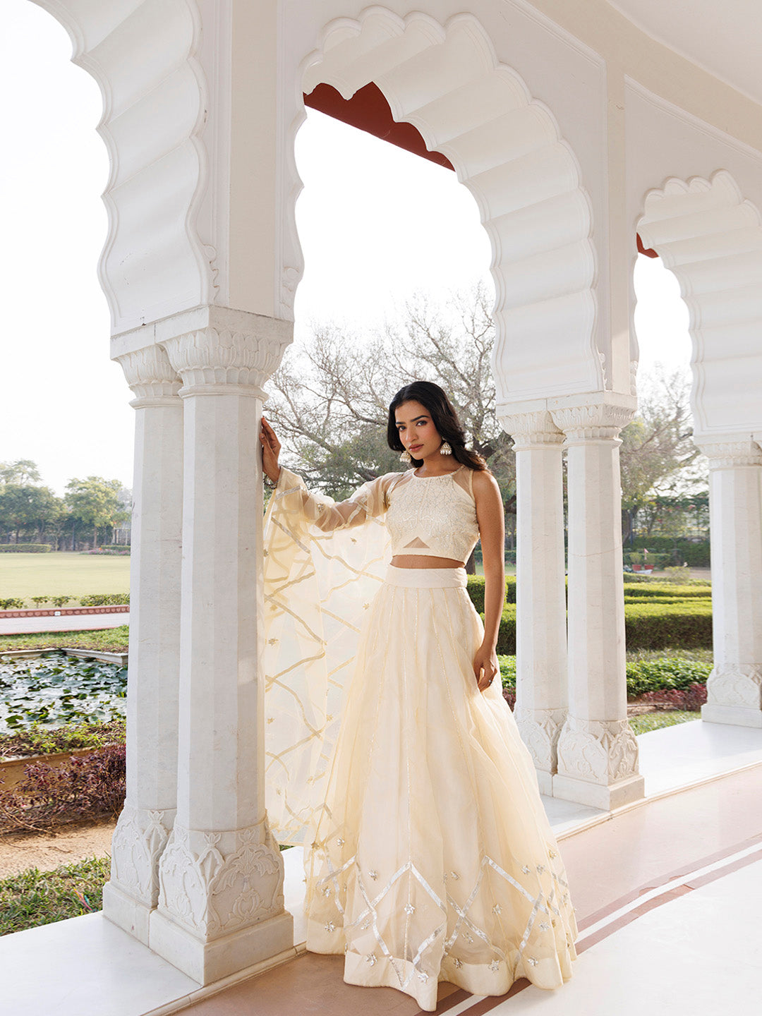 Petal Yellow Organza Lehenga Set BY RAGAVI