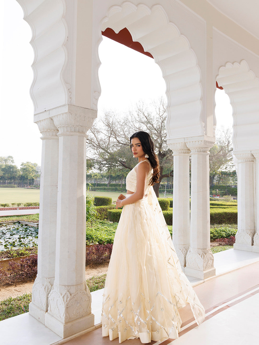 Petal Yellow Organza Lehenga Set BY RAGAVI