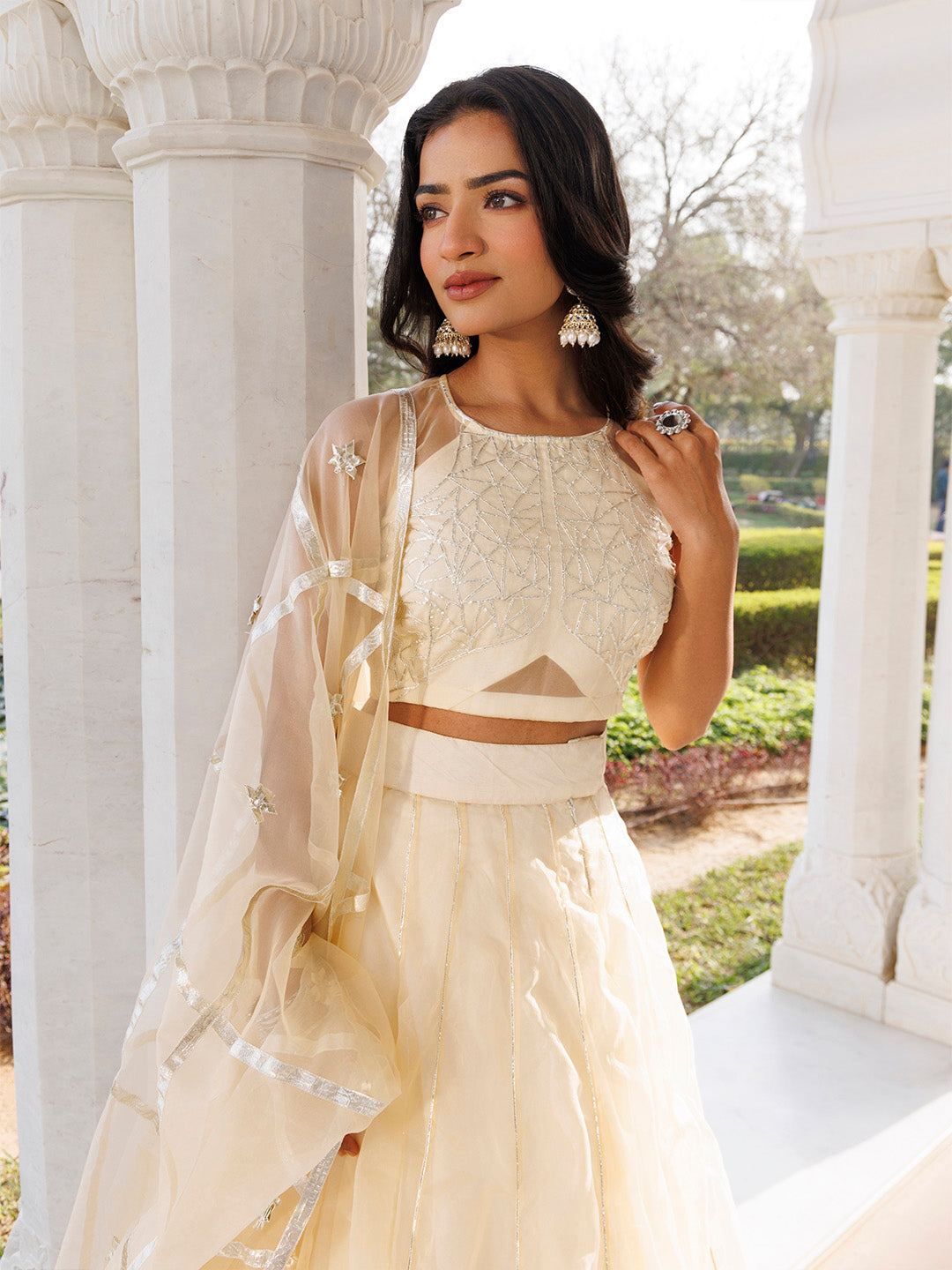 Petal Yellow Organza Lehenga Set BY RAGAVI