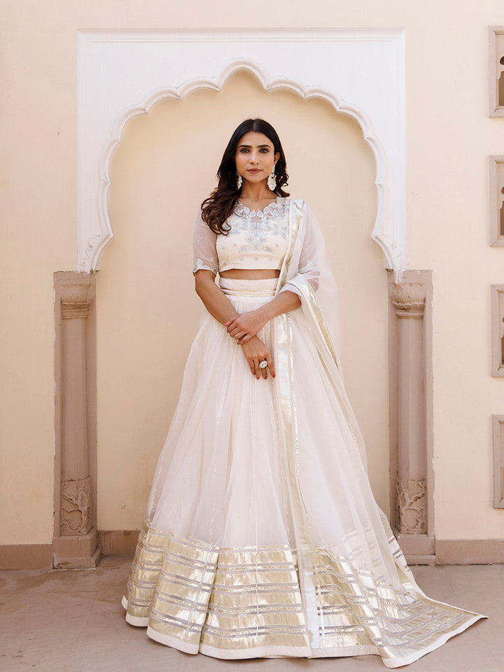 White Whisper Organza Lehenga Set BY RAGAVI