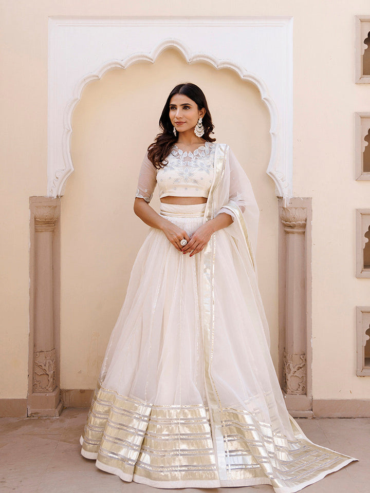 White Whisper Organza Lehenga Set BY RAGAVI