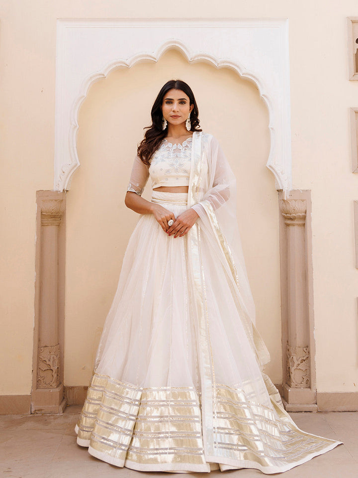 White Whisper Organza Lehenga Set BY RAGAVI