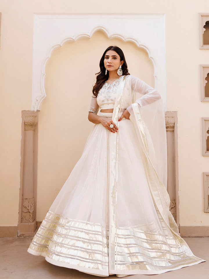 White Whisper Organza Lehenga Set BY RAGAVI