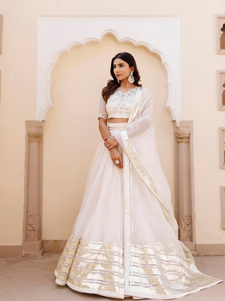 White Whisper Organza Lehenga Set BY RAGAVI