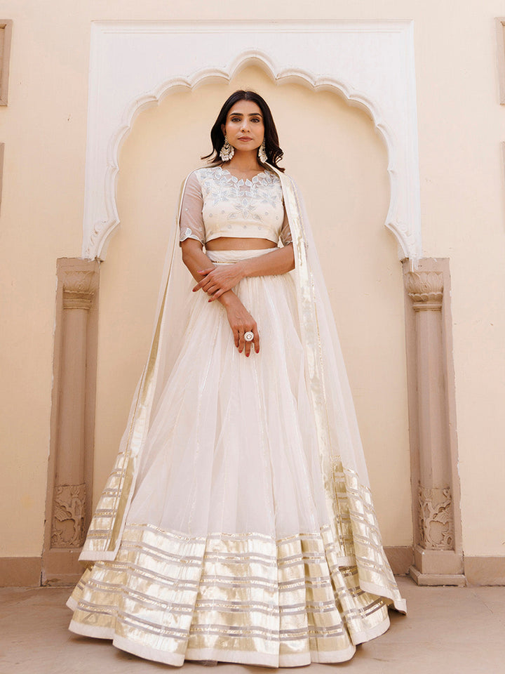 White Whisper Organza Lehenga Set BY RAGAVI