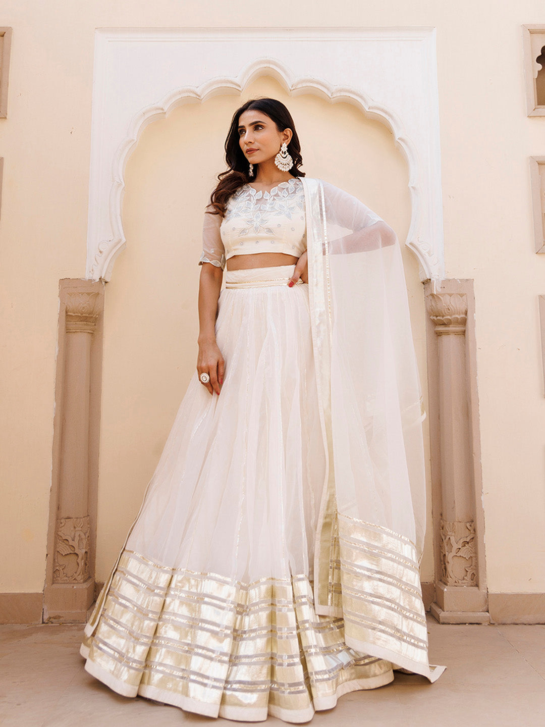 White Whisper Organza Lehenga Set BY RAGAVI