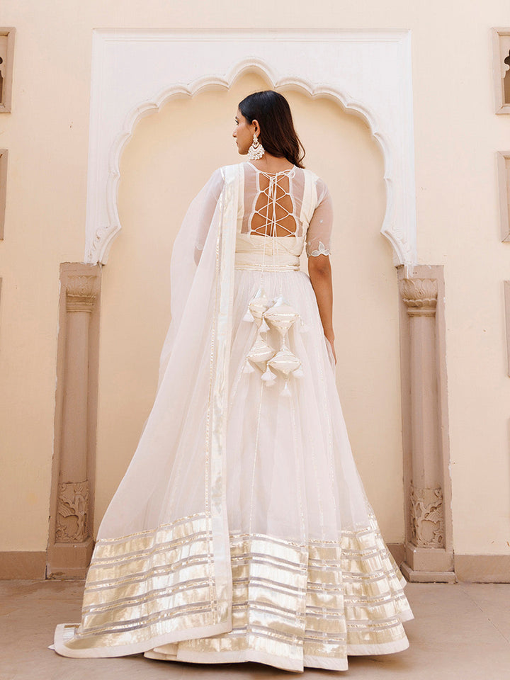 White Whisper Organza Lehenga Set BY RAGAVI