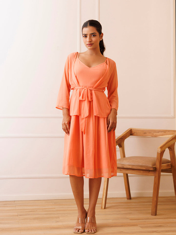 Campanella Peach Chiffon Dress by ragavi