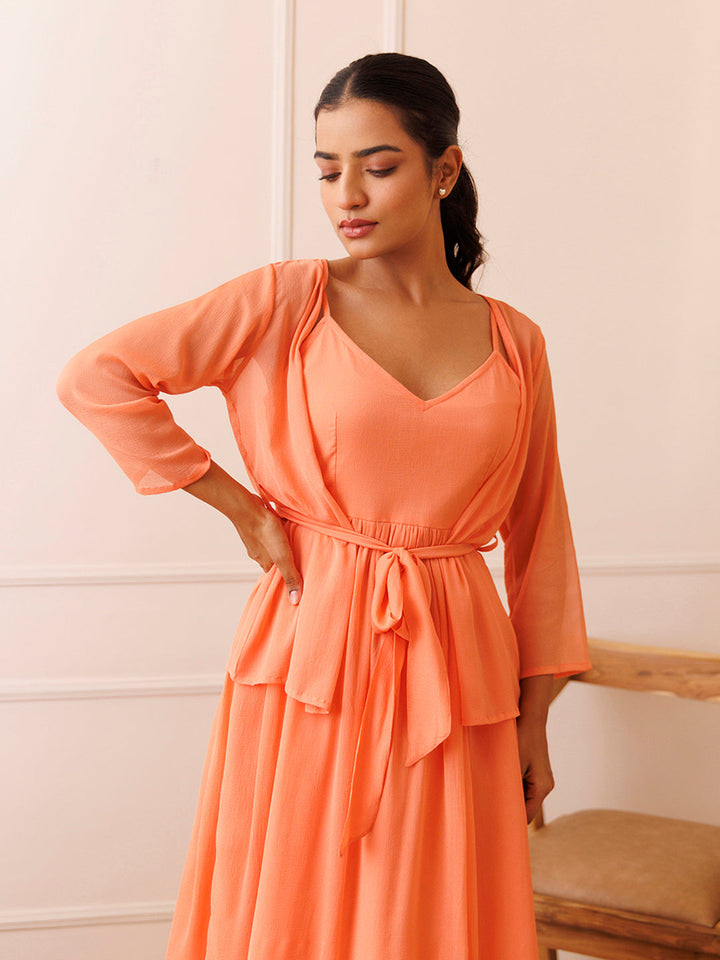 Campanella Peach Chiffon Dress by ragavi