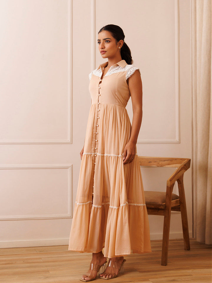 Mini Gerbera Nude Chiffon Dress by ragavi