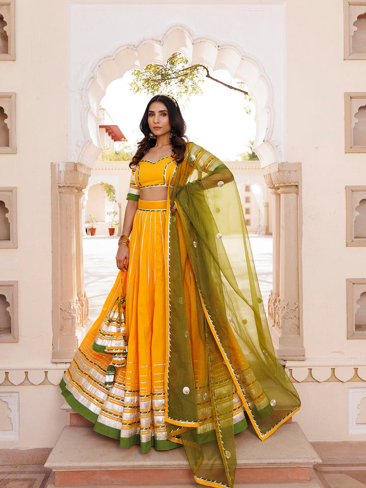 Lemon Chrome Yellow Lehenga Set BY RAGAVI