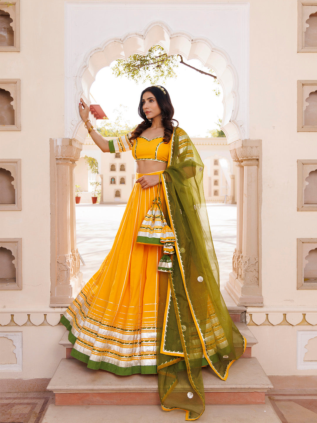 Lemon Chrome Yellow Lehenga Set BY RAGAVI