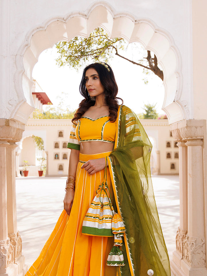 Lemon Chrome Yellow Lehenga Set BY RAGAVI