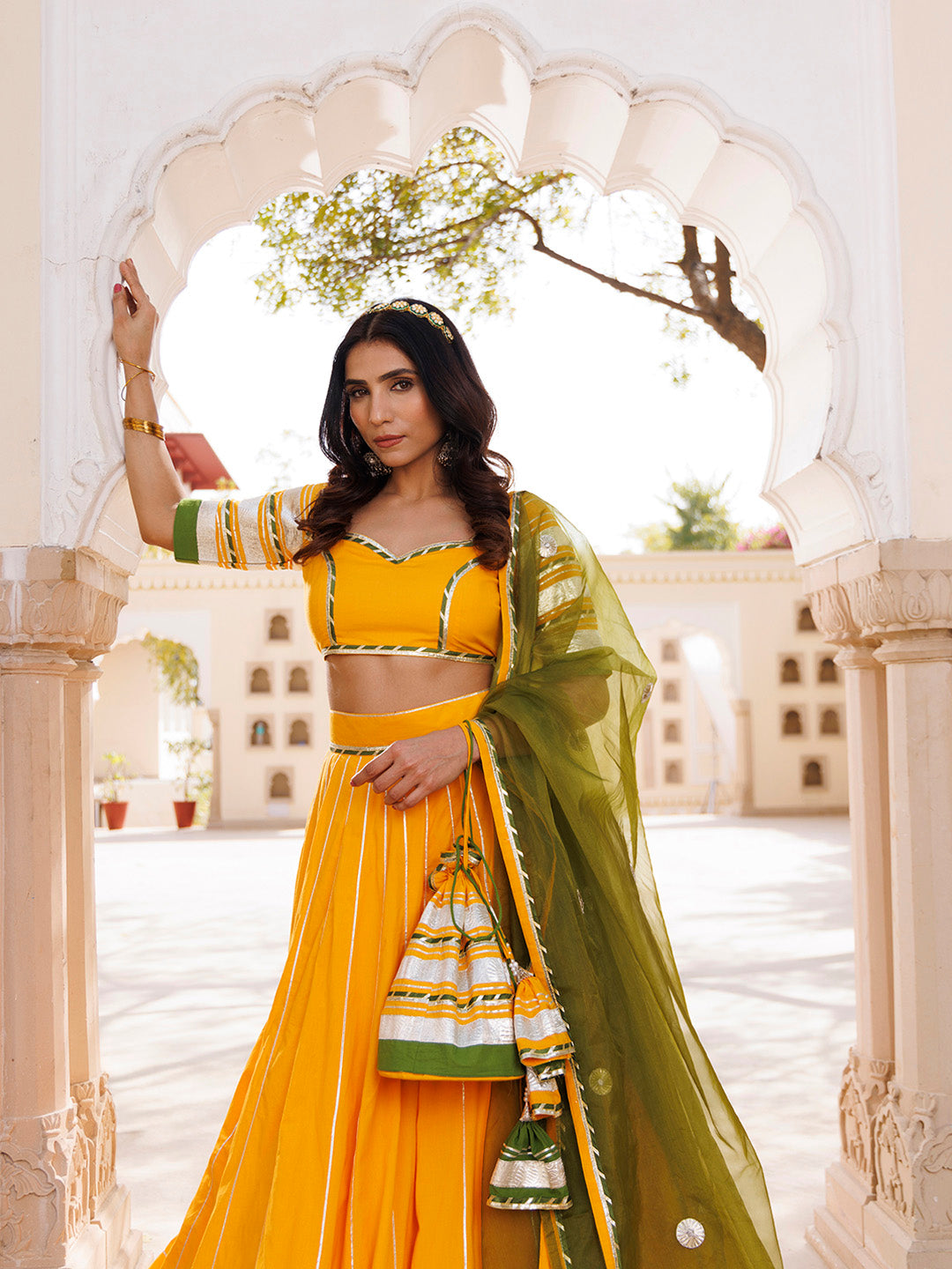 Lemon Chrome Yellow Lehenga Set BY RAGAVI