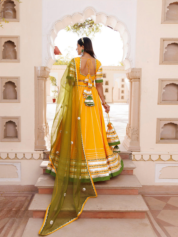 Lemon Chrome Yellow Lehenga Set BY RAGAVI