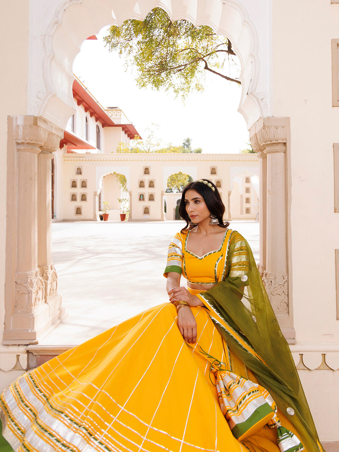 Lemon Chrome Yellow Lehenga Set BY RAGAVI