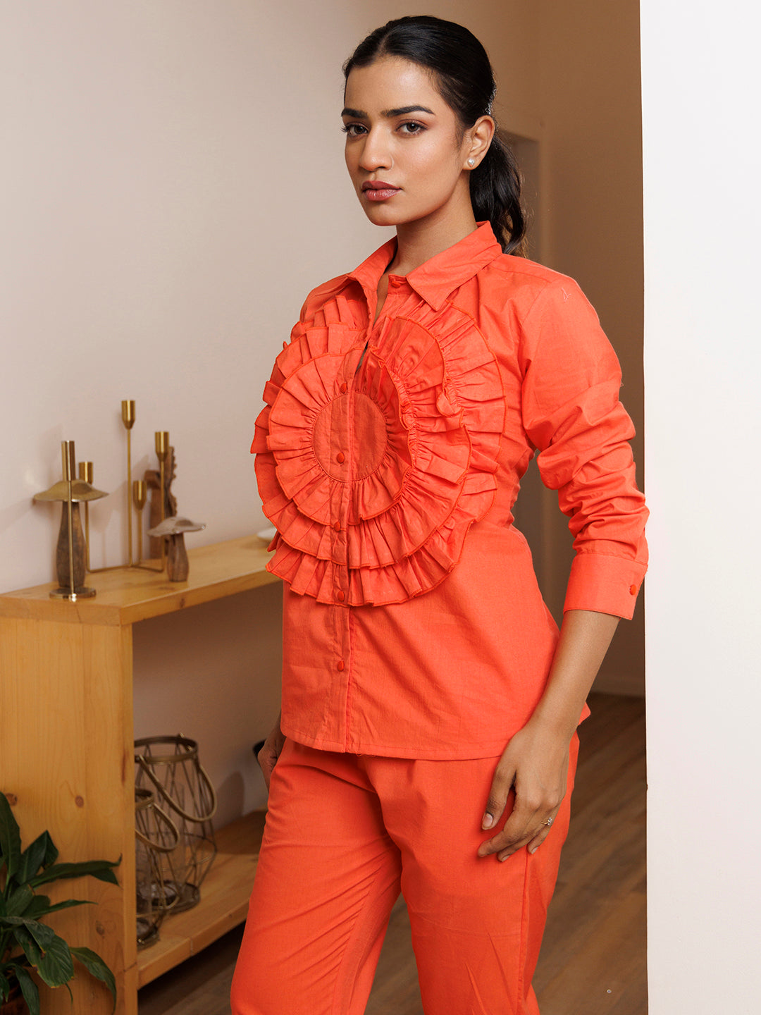 Carnation Orange Cotton Co- Ord Set by ragavi