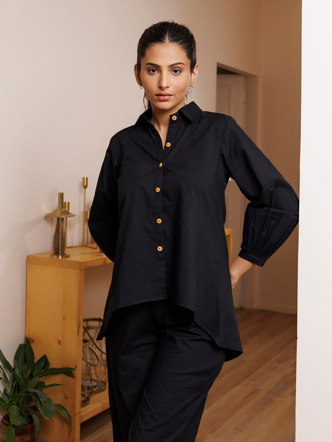 Viola Black Cotton Co- Ord Set by ragavi