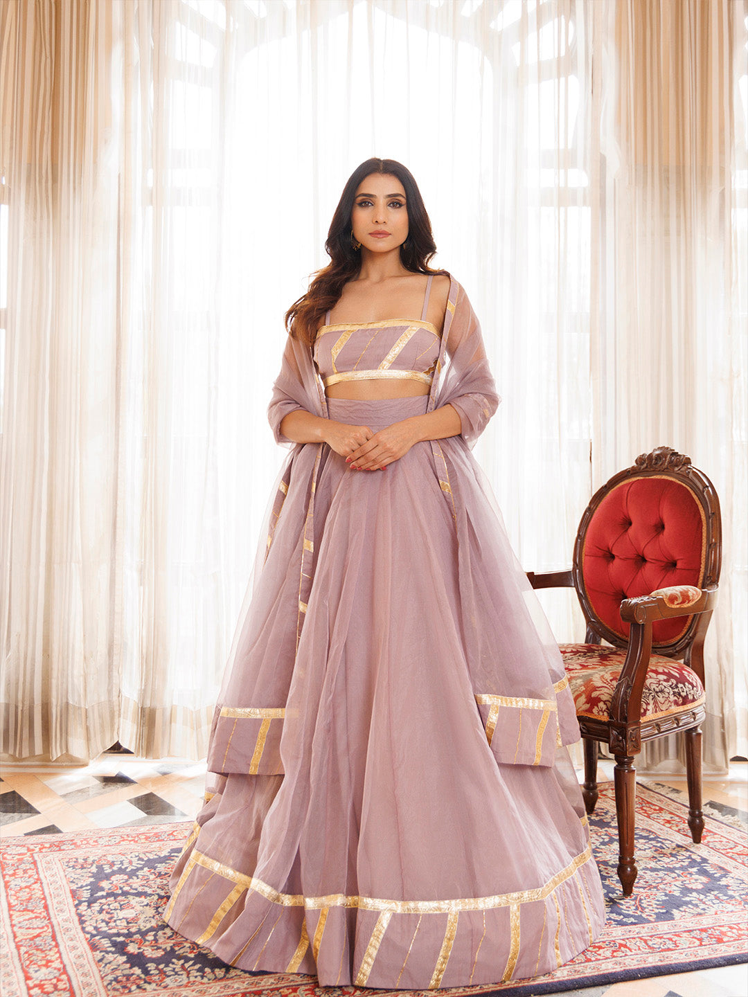 Lilac Ash Lehenga Set