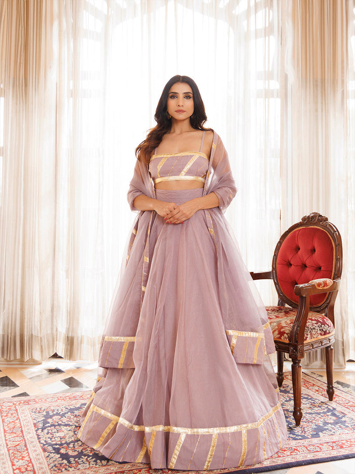 Lilac Ash Lehenga Set BY RAGAVI