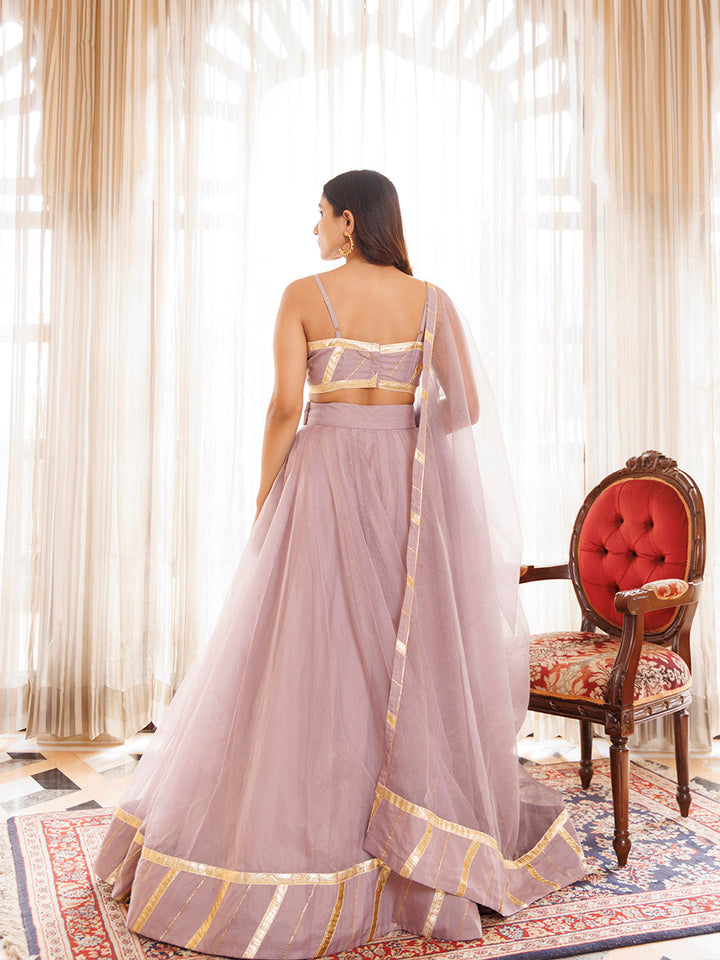 Lilac Ash Lehenga Set BY RAGAVI