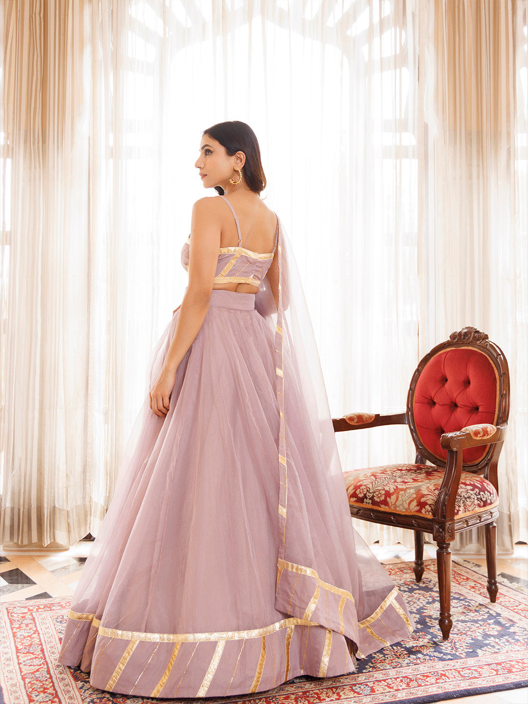 Lilac Ash Lehenga Set BY RAGAVI