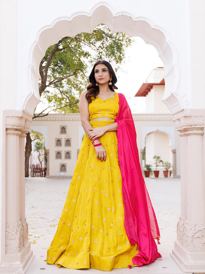 Nugget Gold Silk Lehenga Set BY RAGAVI