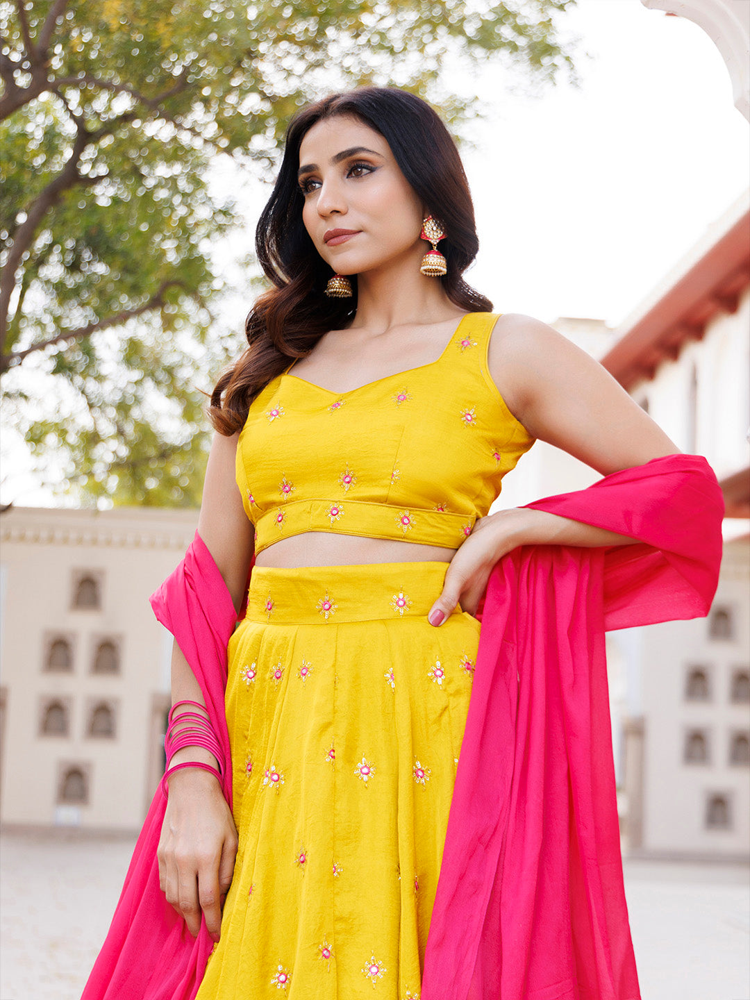 Nugget Gold Silk Lehenga Set