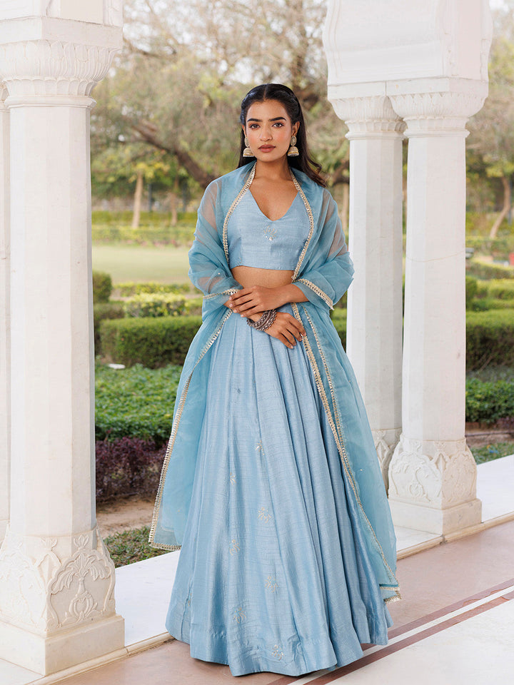 Coastal Blue Lehenga Set BY RAGAVI