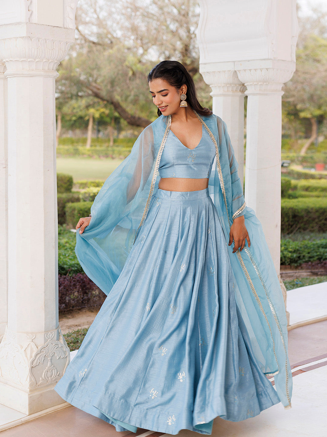 Coastal Blue Lehenga Set BY RAGAVI