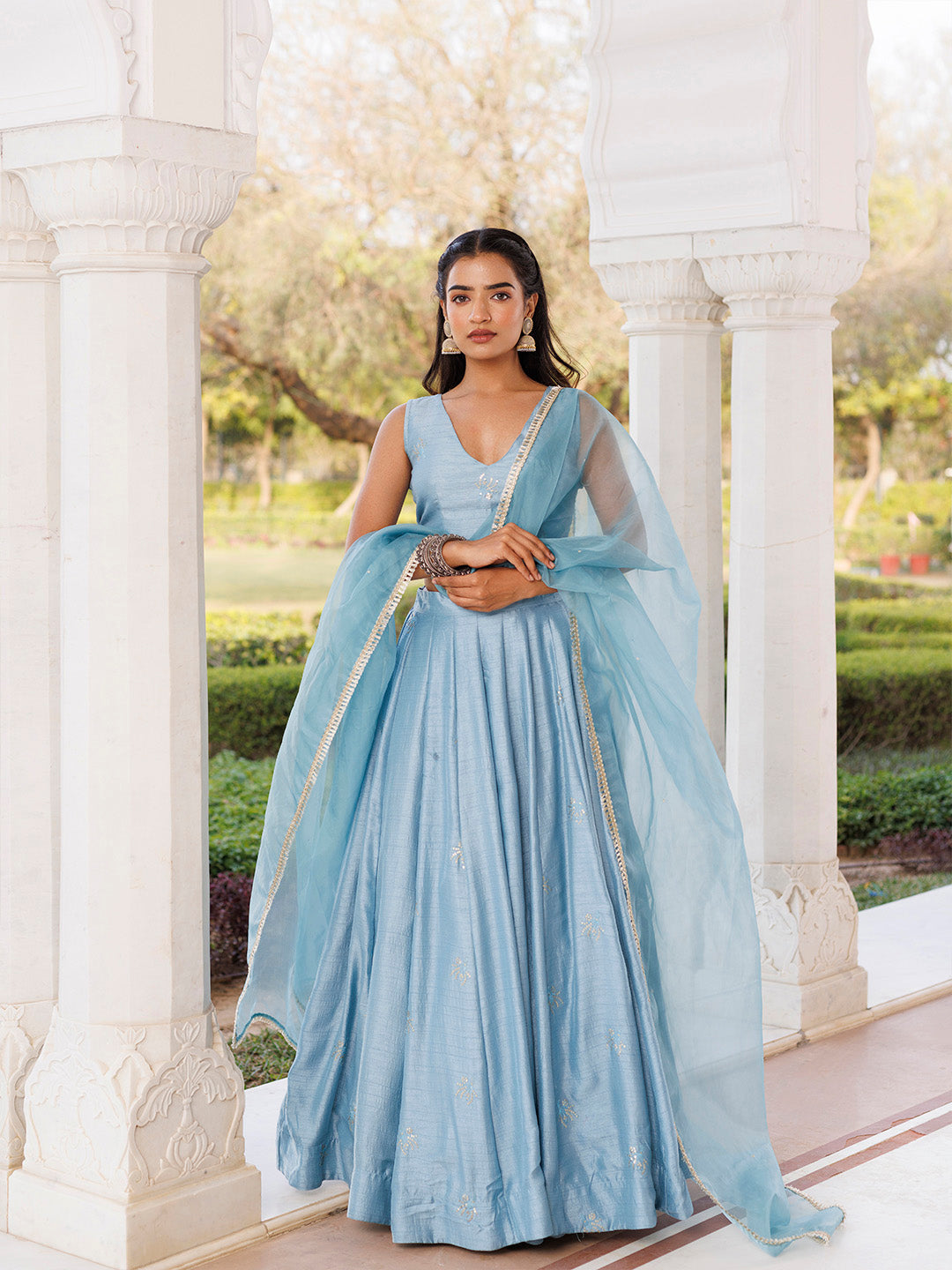 Coastal Blue Lehenga Set BY RAGAVI