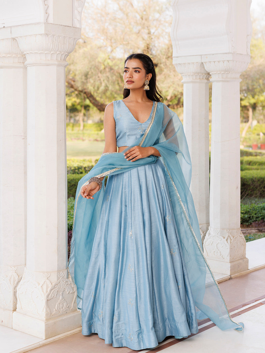 Coastal Blue Lehenga Set BY RAGAVI