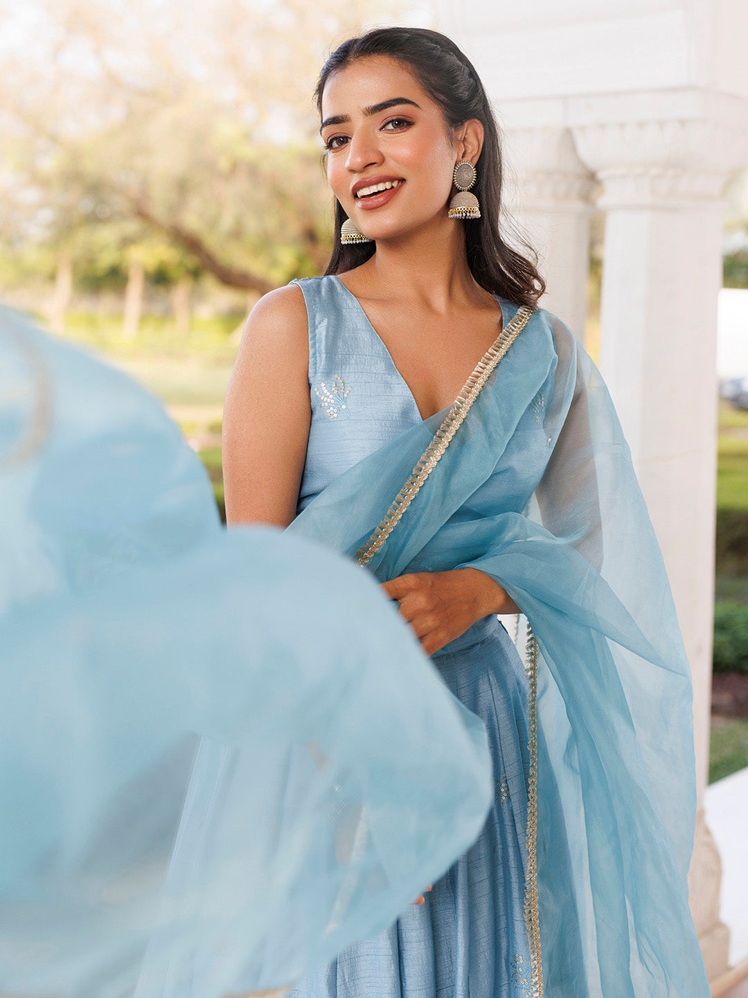 Coastal Blue Lehenga Set BY RAGAVI