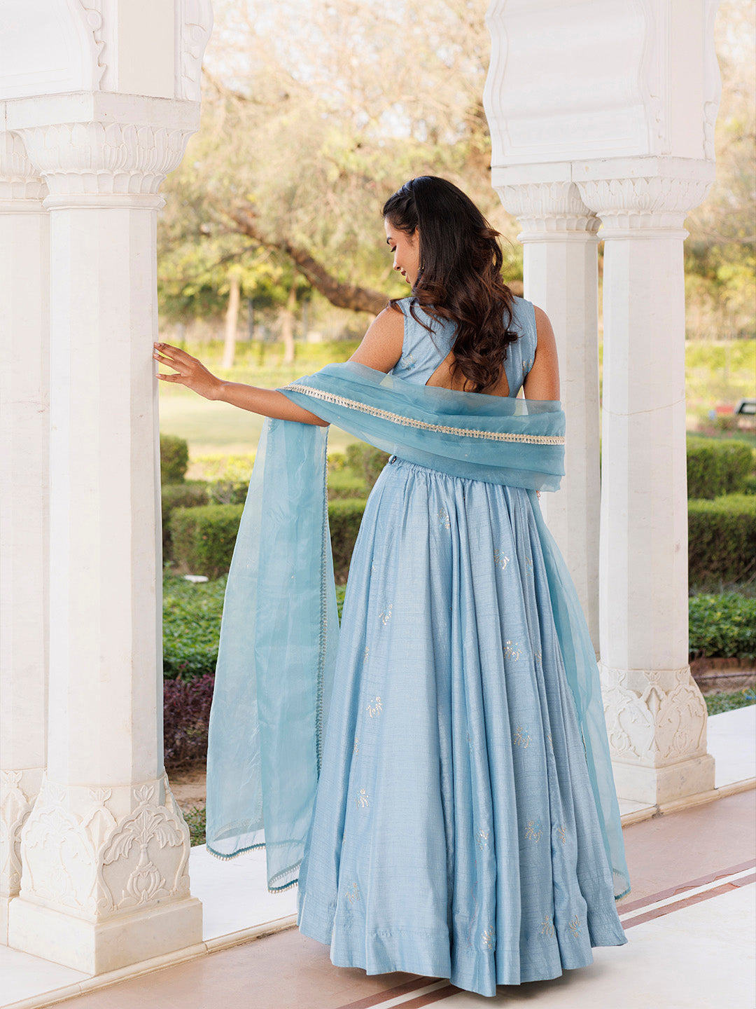 Coastal Blue Lehenga Set BY RAGAVI