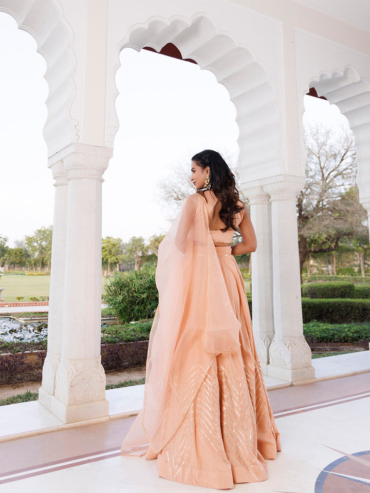 Coral Sand Silk Lehenga Set BY RAGAVI