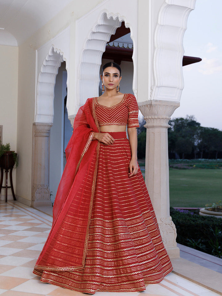 Merlot Red Cotton Lehenga Set BY RAGAVI