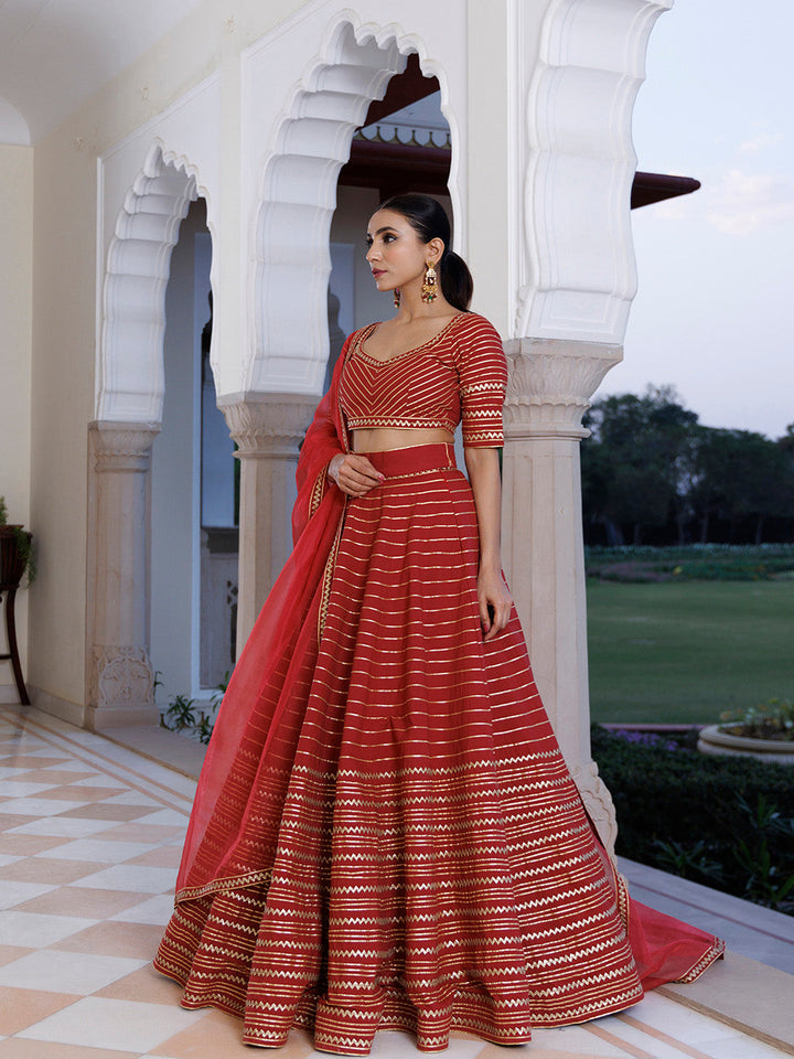 Merlot Red Cotton Lehenga Set BY RAGAVI