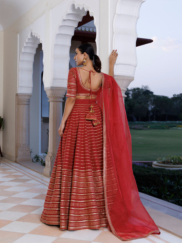 Merlot Red Cotton Lehenga Set BY RAGAVI