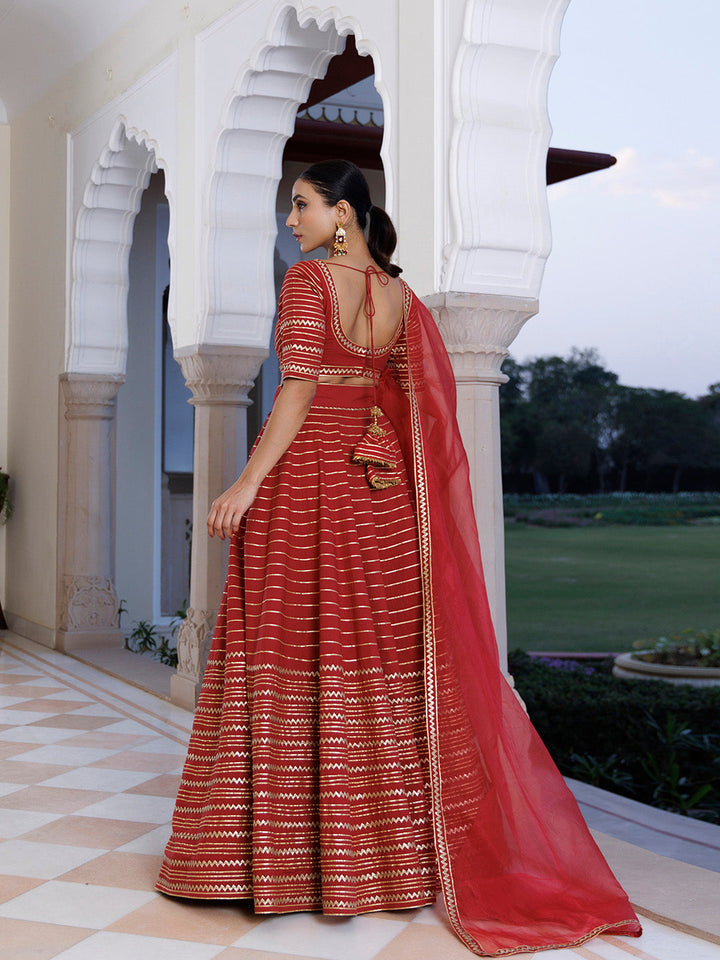 Merlot Red Cotton Lehenga Set BY RAGAVI