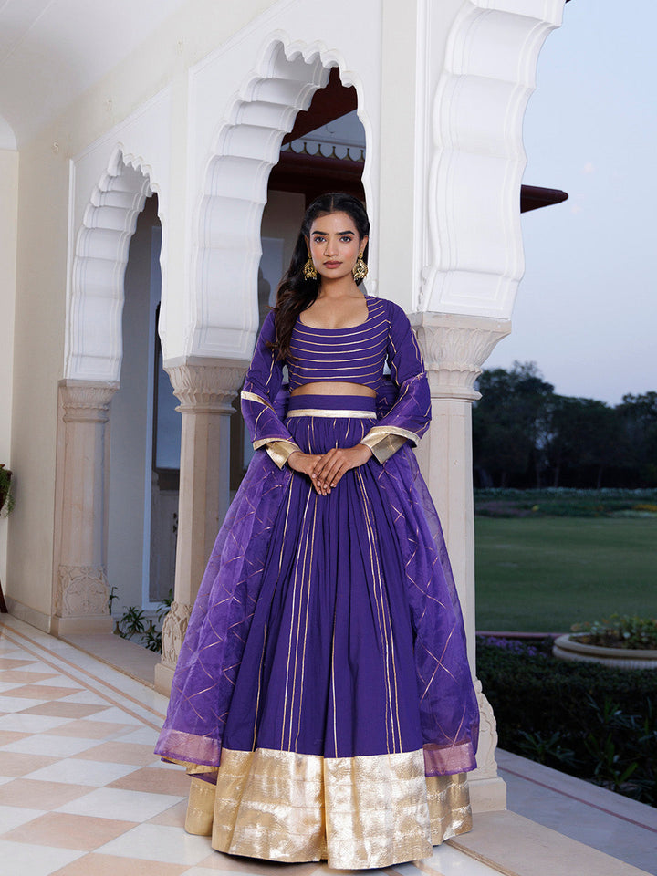 Purple Corallites Cotton Lehenga Set BY RAGAVI