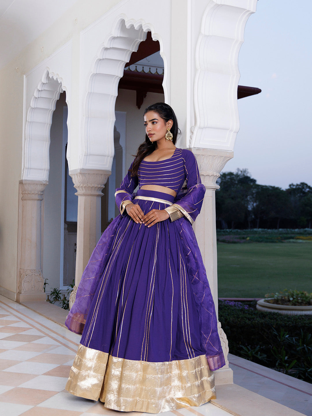 Purple Corallites Cotton Lehenga Set BY RAGAVI