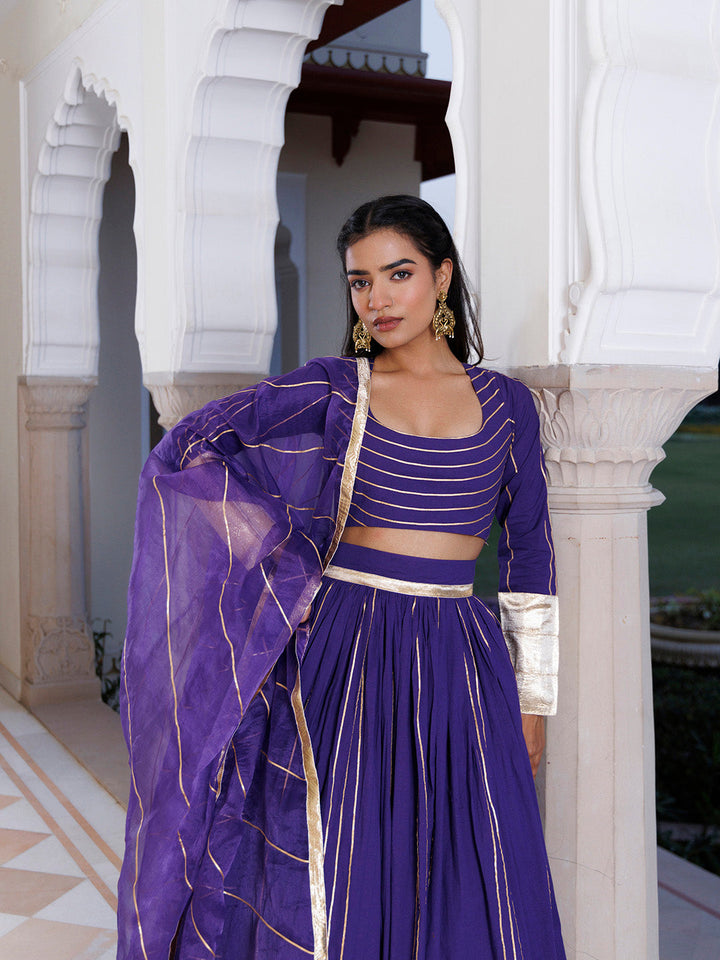 Purple Corallites Cotton Lehenga Set BY RAGAVI