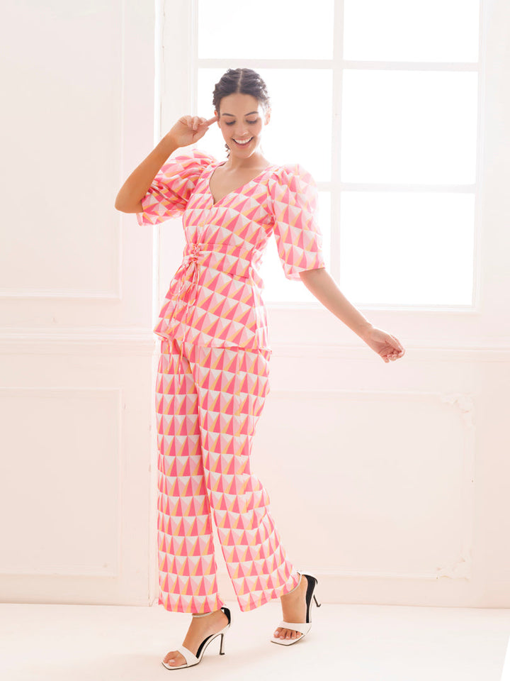 Feminine and elegant Porcelain Rose Pink Co-ord Set - By Ragavi, perfect for special occasions and summer events