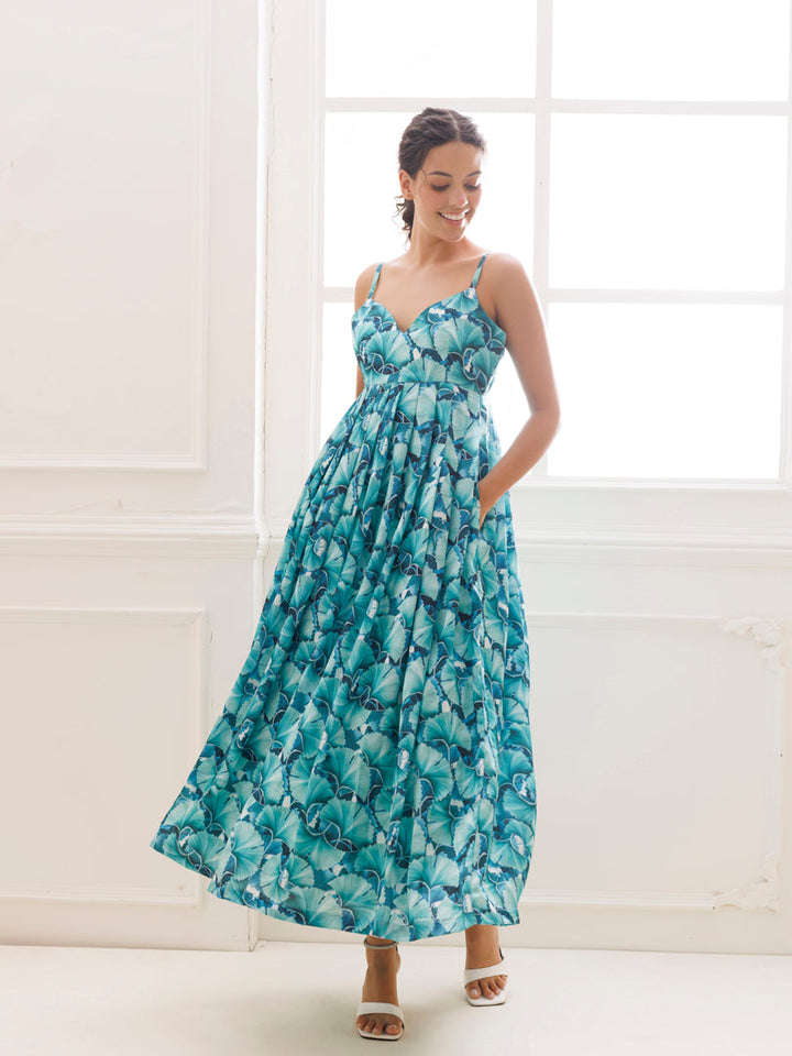 Stunning Water Garden Green Maxi Dress by Ragavi, perfect for summer