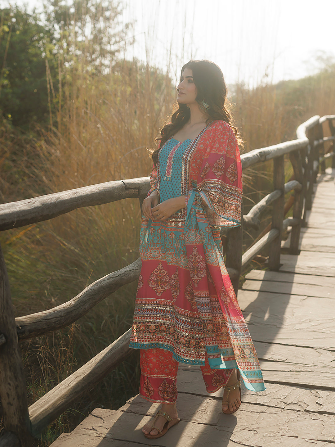 Persimmon Pink Muslin Kurta Set  - By Ragavi - qivii