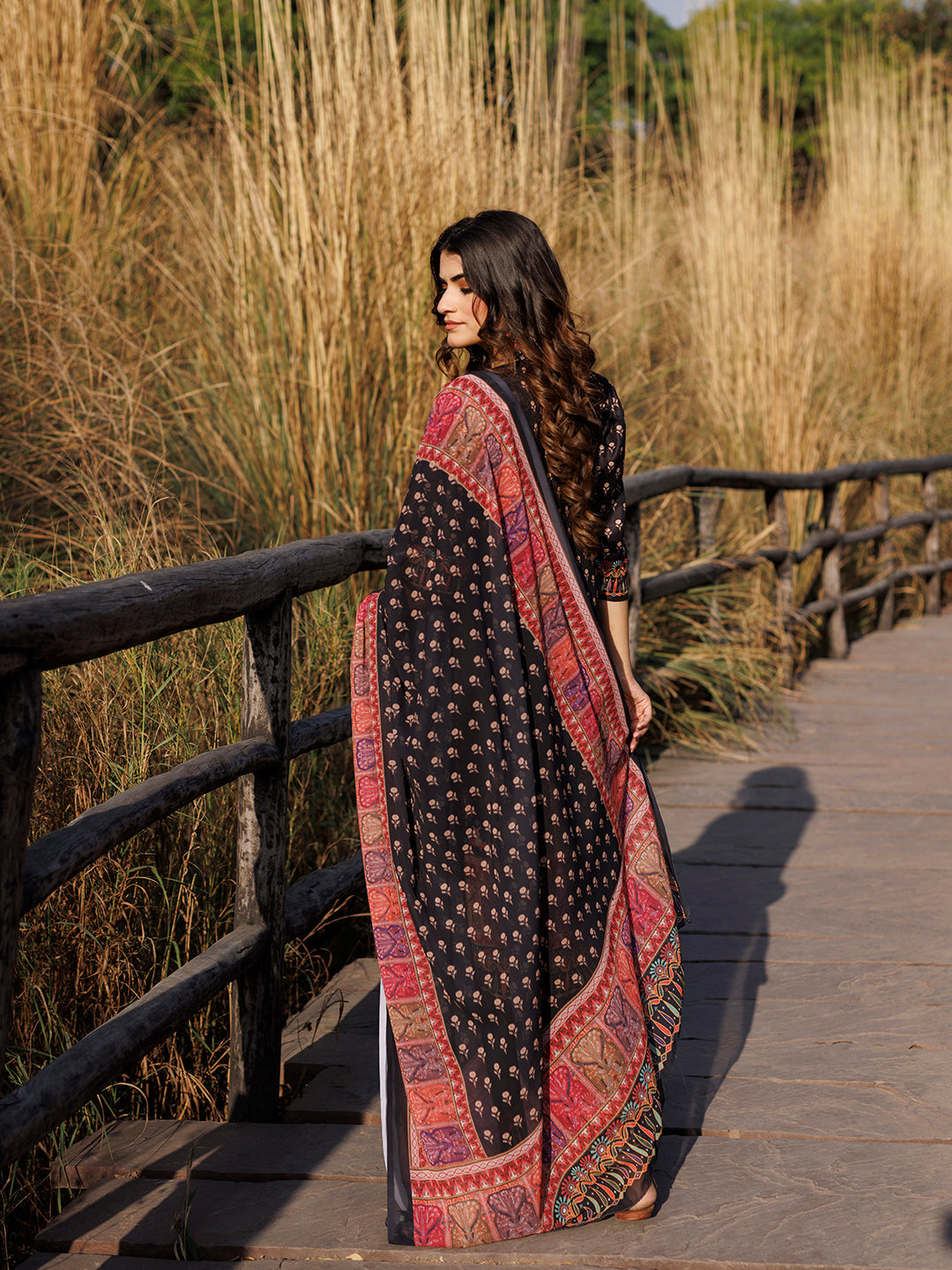 Ebony Black Muslin Kurta Set  - By Ragavi - qivii